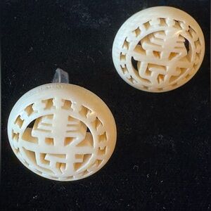 Vintage Carved Chinese Character “Shou” Cufflinks